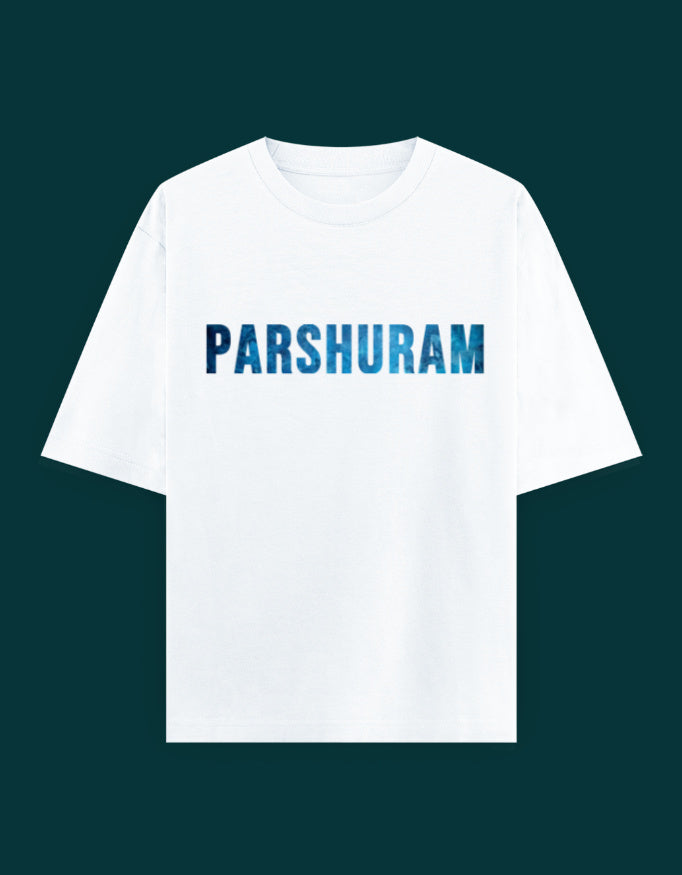 Parshuram oversized tee with modern devotional typography artwork
