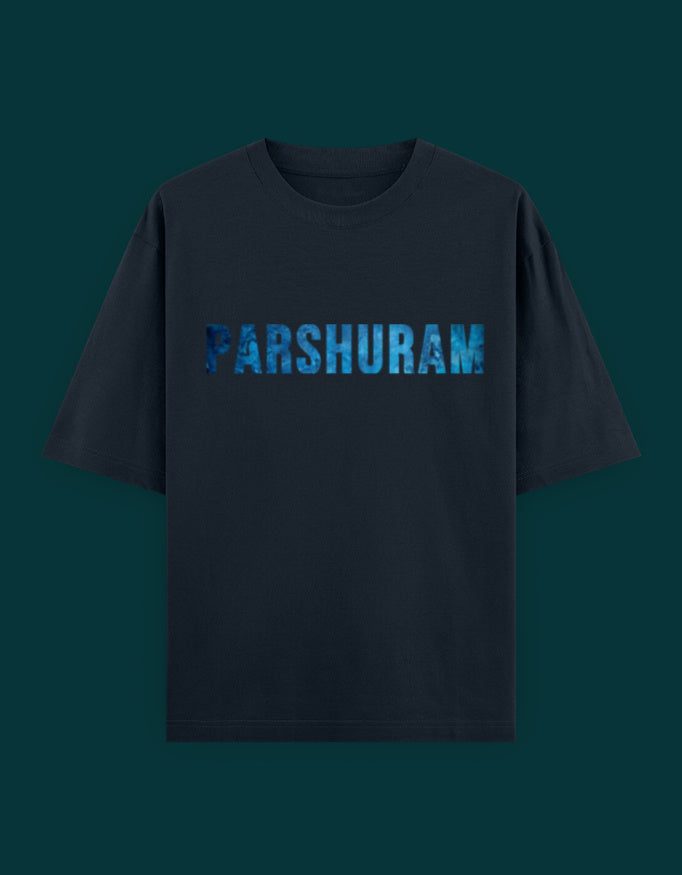 Oversized Parshuram t-shirt with bold warrior typography design on the front.