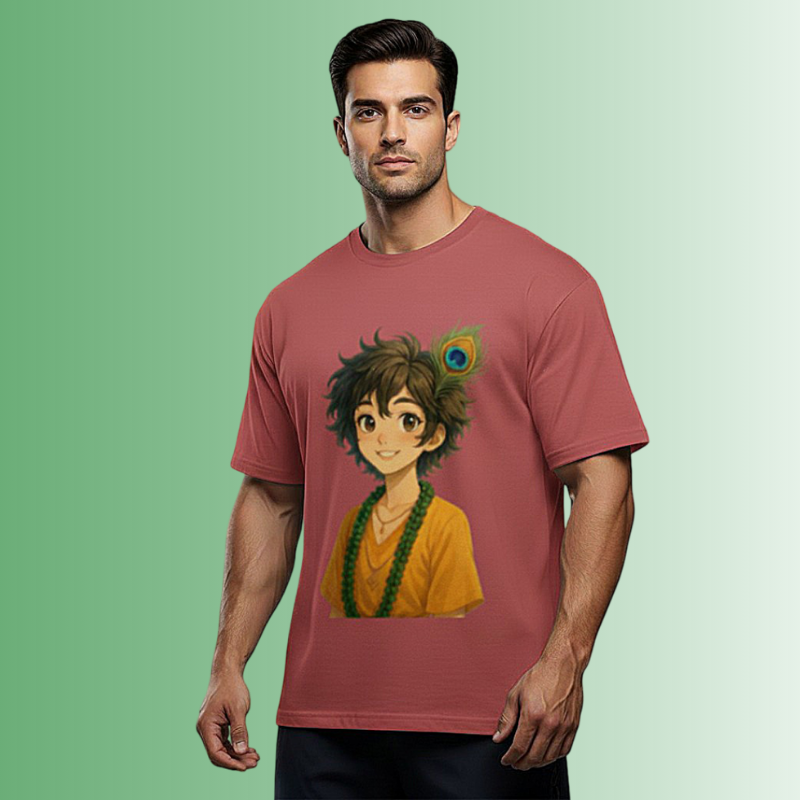 Krishna oversized streetwear t-shirt black cotton Hindu fashion